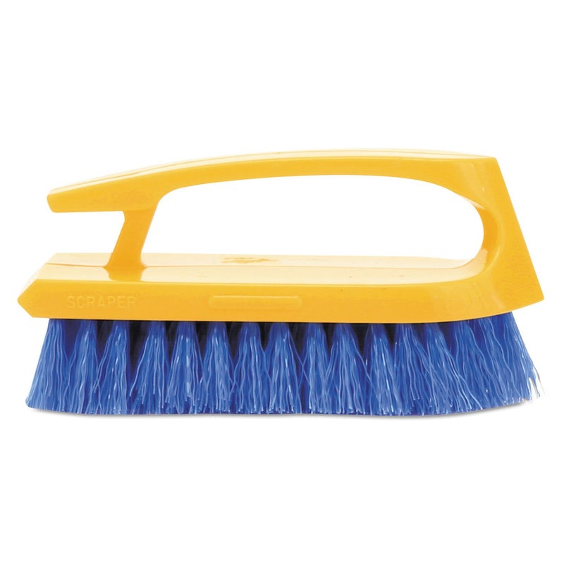 Rubbermaid Commercial FG648200 Iron Handle Scrub Brush, Polypropylene Fill, 1"" Trim Length, 6"" Length, Cobalt - Image 1